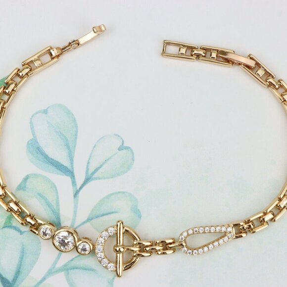 "Sparkling Designer Toggle Clasp Rose Gold Bracelet, XPBL0931 - Picture 3 of 12